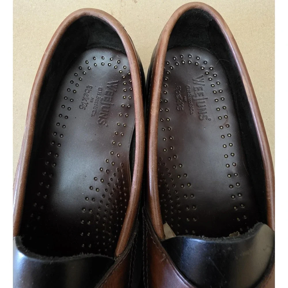 G.H. Bass Weejuns Sz 9.5 D Carl Slip-On Leather Belk 125 Dress Shoes Black Brown